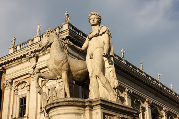 Statue of Castor with a Horse at Capitoline Hill in Rome