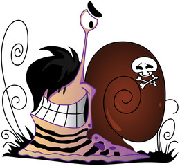Nice emo a snail with a skull on a cockleshell