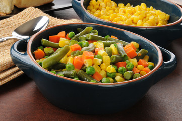 Serving bowls of vegetables