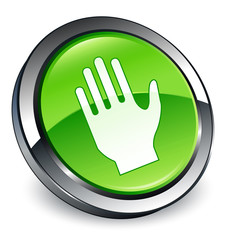 Stop hand icon 3D green button