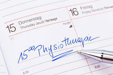 Eintrag im Kalender: Physiotherapie