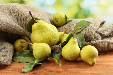 Juicy flavorful pears of nature background