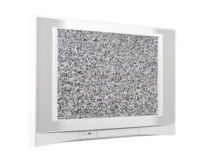 Contemporary Silver Television with Static Screen