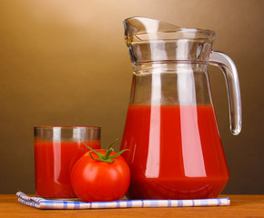 Tomato juice in pitcher and glass