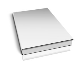 Blank book with white cover on white background