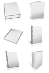 Group of Blank book with white cover on white background..