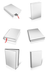 Group of Blank book with white cover on white background..