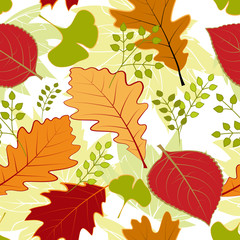 Colorful autumn leaves seamless pattern