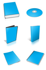 Blank book , DVD, Box on white background