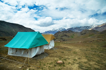 travel camp tents in mountains