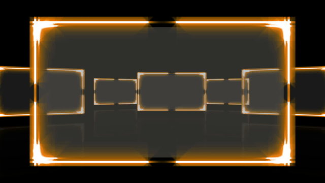 Videos of bright frames against a black background