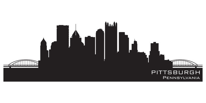 Pittsburgh, Pennsylvania skyline. Detailed vector silhouette