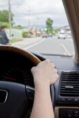 woman driving a car
