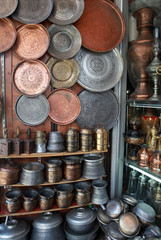 Copper Market in the Bazaar in Damascus, Syria.