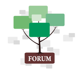 Forum Tree in green and brown color for web or site