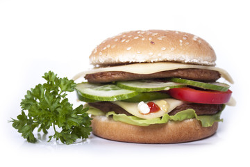 Podwójny burger z serem i warzywami