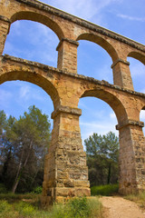 Beautiful view of roman Aqueduct Pont del Diable in Tarragona