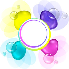 Color abstract with transparent bubbles and drops.