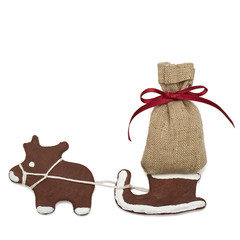 Rentier mit Schlitten und Jutesack