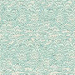 Seamless wave hand drawn pattern. Abstract vintage background.