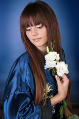 Beautiful Woman with Brown Healthy Long Hair