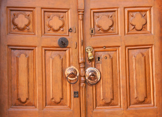 Old wooden door with knocker