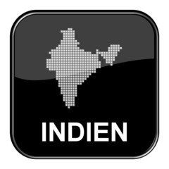 Glossy Button schwarz - karte von Indien