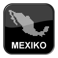 Fototapeta na wymiar Glossy Button schwarz - Karte von Mexiko