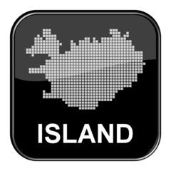 Glossy Button schwarz - Karte von Island