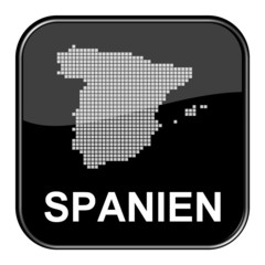 Fototapeta na wymiar Glossy Button schwarz - Karte von Spanien
