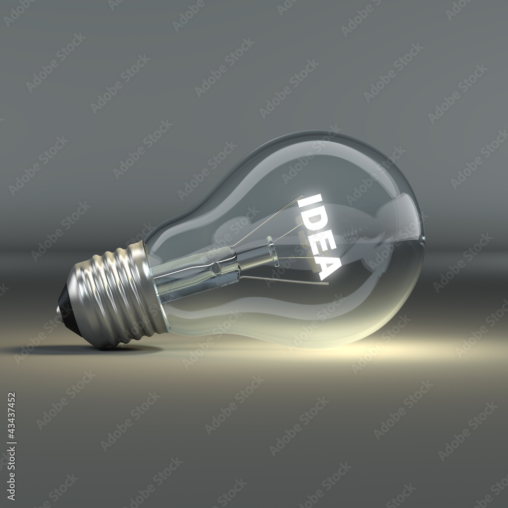 Poster light bulb with glowing text idea