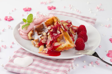 Lütticher Waffel mit Himbeeren
