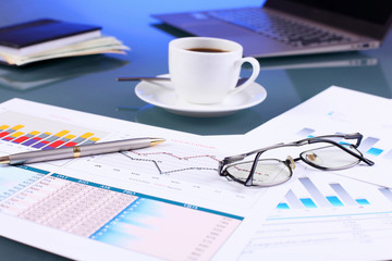 Business papers on the work place