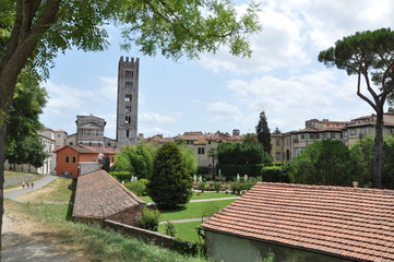 Green inside the city walls of Lucca Toscana
