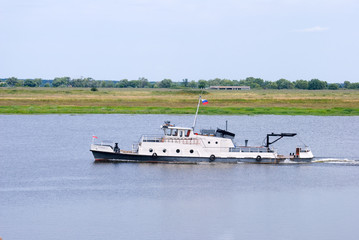 Motor ship on the Oka river