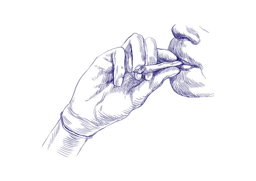 Smoking marijuana joint - Hand drawing - This is original sketch