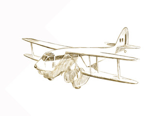 Biplane aircraft - Hand drawing picture converted into vector