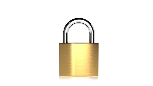 A brass padlock opening and closing.
