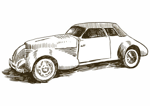 Old car - Hand drawing picture converted into vector