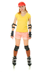 beautiful young woman on roller skates
