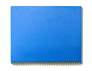 closes up of a blank blue notebook