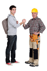 Carpenter welcoming his new trainee