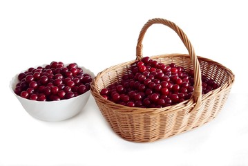cherries in basket and pot