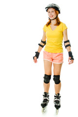 beautiful young woman on roller skates