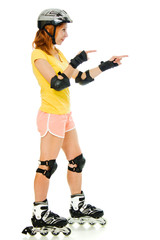 beautiful young woman on roller skates