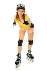 beautiful young woman on roller skates