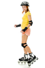 beautiful young woman on roller skates