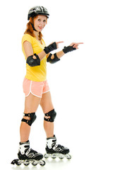 beautiful young woman on roller skates