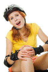 beautiful young woman on roller skates