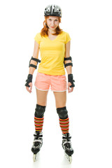 beautiful young woman on roller skates